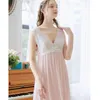 Women's Sleepwear Romantic Nightgowns Women Cotton Night Dress Sleeveless Fairy Long Robe Vintage Sexy Lace Princess Peignoir Room Wear