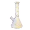 11.8" Narghilè champagne Beaker bong a spirale Collo con tubo dritto look cool Bong in vetro spesso e inebriante tubo dell'acqua per impieghi gravosi 14mm downstem