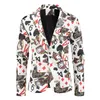 Herenpakken blazers modestijl heren Koreaanse versie poker geprint vintage voor mannen casual zakelijke feest trouwjurk 220920