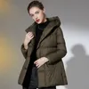 Womens Down Parkas Winter Womens Down Jackets Ultra Light Warm Casual Coat Female Puffer Jacket With a Belt Plus Size Hooded Parka Overcoat 220921