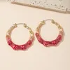 Orecchini a cerchio 2022 Ins Trendy Gold Pink Coated Two Tone Love Heart Bamboo Summer Beach Coreano Fashion Women Party Jewelry