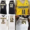 Nik1 NCAA College ita State Shockers Basketball Jersey 32 Tate Busse 33 Asbjorn Midtgaard 44 Isaiah Chandler Custom Stitched