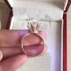Clusterringen Vintage Flower Ring Rose Goud gevuld 3ct zirkon CZ Betrokkenheid trouwring voor dames bruidsfeestje sieraden