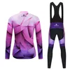 2024 Pro Women Space Purple Winter Cycling Jersey Set Long Sleeve Mountain Bike Cycling Clothing Breattable Mtb Bicycle Clothes Wear Suit B17