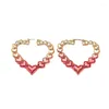 Orecchini a cerchio 2022 Ins Trendy Gold Pink Coated Two Tone Love Heart Bamboo Summer Beach Coreano Fashion Women Party Jewelry