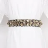 Ceintures Blanc Gris Coloré Strass Ceinture Femmes Européenne Fleur Cristal Gem Corset Robe Ceinture Femme Haute Élastique Strech Sangle