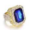 Wedding Rings Luxury heren zirkoon ring mode kleur rood/blauw/zwart mannelijk verloving ijsje uit hiphop sieraden geschenken