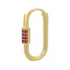 Hoop Earrings ZHUKOU Gold Color Small Geometric Rounded Rectangular Women Hoops Plated VE352