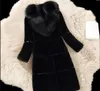 Faux Pelz Mäntel Jacken Plus 5XL Frauen Winter Dicke Lange Jacke Neue Mode Dame Fuchs Pelz Kragen Oberbekleidung