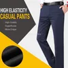 Herenbroek Hoge stretch Classic Spring Summer Casual Taille Trousers Business Drop 220920