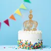 Festlig leverans cake crown topper tiarabirthday dekorationer rhinestone party bröllop kung baby dekor guld pärlband kristall