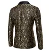 Męskie garnitury Blazers Gold Jacquard Bronzing Floral Men Brand Mens Patchwork One Button Jacket Party Stage Costum Homme 220920