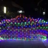 LEDフェアリーストリングネットメッシュカーテンライトクリスマス6x4m 10x8m 110V 220Vパーティーウェディング新年屋外庭の装飾