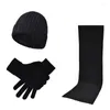 Bérets Mode Chapeau d'hiver Gants écharpe pour femmes hommes coton épais femmes et ensemble de 3 pièces