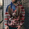 Felpe con cappuccio da uomo Felpe con bandiera americana 3D Stampa Felpa con cappuccio da uomo Felpe con cappuccio Abbigliamento Casual Allentato Streetwear Moda maschile Autunno Primavera Capispalla 4XL