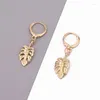 Boucles d'oreilles cerceau Dayoff 1 paire coréenne créative creuse feuille de bananier pour femmes femme bijoux Simple Mini plume pendentif E236