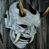 Maski imprezowe hannya demon maska ​​japońska oni samurai noh kabuki czerwona prajna lateks dla dorosłych unisex halloween cosplay Props6075398