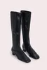 Designer laarzen dames schoenen luxe edie lederen knie-high boot square tenen blok hiel eu35-40 met doos trouwjurken