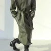 Erkekler Deri Sahte Mauroicardi Bahar Sonbahar Uzun Büyük Boyutlu Ordu Green Siyah Trençkot Erkekler Sashes Gevşek Lüks Tasarım Kıyafetleri 220920
