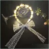 Party Decoration Children Adt Girls Led Light Up Glowing Veil Pearl Beads Headband Headwear Hair Band Holiday Clothing Costume Drop D Dhpju