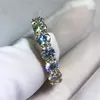 Cluster ringen 3 kleuren vingerring rond 4 mm sona zirkon cz geel goud gevulde engagement trouwring voor vrouwen heren sieraden