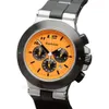 Sport Rubber Mens Watch Titanium Sapphire Glass Quartz Movement Chronograph Wristwatch Yellow Black Two-Tone Face Clock 44mm