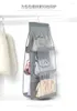 Förvaringslådor 6 Pocket Foldbar Hanging Bag 3 Lager Folding Shelf Purse Handbag Organizer Door Sundry Hanger Closet