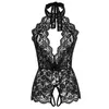 Soutien-gorge Ensembles Lingerie Sexy Femme Creux Dentelle Transparent Soutien-Gorge Crotchless Body Femme Costume Érotique Col V Profond Teddy Sous-Vêtements