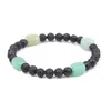 Mode 6 mm natuurlijke zwarte lava steen matte zwarte kraal strengen armband vierkant amethist aventurine tijger eye armbanden voor vrouwen mannen sieraden