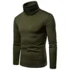 Herrtröjor Men Slim Fit Long Sleeve Mock Turtleneck Pullover Tröja Solid Color Sticked Thermal Underwear Sweater 220921