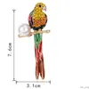 Животное милая хрустальная эмалевая жемчужная попугая броши Бруши птиц для женщин для женщин с несколькими цветными стразами Золотой