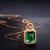 Medaliki Vintage 18K Rose Gold Square CZ wisiorek srebrny kolor wisior ślubny