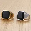 Clusterringen Herenring Ring Rock Punk Smooth Black CZ Gold Silver Color 316L Roestvrij staal Stelet Sieraden Groothandel Maat 7-12 DHRM63