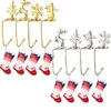 Christmas Stocking Fireplace Hook Decoration Gold/Silver Creative Snowflake Elk Metal Hook Non-slip For Xmas New Year Party Decor Supplies