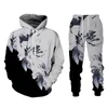 Men's Tracksuits Women's Two Piece Set 2022 3D Butterfly Print Hoodies Trousers Suit Female Leisure Sweat Plus Size Clothing For Women