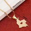 Collane con ciondolo Collana con mappa della Colombia in acciaio inossidabile color oro di gioielli con cuore colombiano