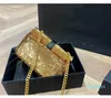 Sac à bandoulière sirène doré pour femmes Sacs à bandoulière Dames bling bling Sac à main de soirée Banquet Party Flip Petit sac carré Designer Chain Mini Messenger Sacs 18CM