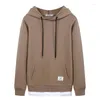 Men's Hoodies The Fall Of Men's Hooded Fleece Pure Color Split Off Two Sets Loose Long-sleeved Shirt