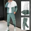 Herrsp￥rsperioder Drop Patchwork Hip Hop Casual Set Korean Style 2 Piece Clothes Men Streetwear Fitness Maned Tracksude 220920