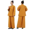 Vintermunkar nunnor kläder tjock bomullsbomta jacka byxor tempel munk och nunna varm quiltad kostym pälsbyxor buddhism uniform