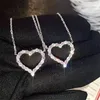 Medailles charme hartvorm belofte hanger cz echte zilveren kleur verloving bruiloft hangers kettingen voor vrouwelijke sieraden