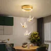 Hänglampor 2022 dubbel trappa LED -fjärilskronor för levande matsal villa lobby justerbar inomhusbelysning husdekorat