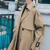 Kopa damska płaszcza Kamiki Kobiety francuskie temperament jesień projekt mody vintage szarfy tunikowe luźne retros podwójnie piersi wiatrowa kobieta y2k 220921