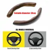 Steering Wheel Covers 1 Pair Car Cover Plastic Wood Grain Anti-Slip Grip Trim Accessories Protector 37-38 Cm Universal