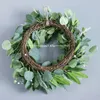 Decorative Flowers Wedding Decoration Eucalyptus Wreath Rattan Ring Simulation Garland Wall Natural Door Spring Hanging Ornaments Artificial