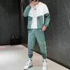 Herrsp￥rsperioder Drop Patchwork Hip Hop Casual Set Korean Style 2 Piece Clothes Men Streetwear Fitness Maned Tracksude 220920