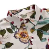 Camisas casuales para hombres Camisa hawaiana con estampado de pájaros y flores para hombres Camisa de manga corta con cuello vuelto y botones para hombres