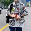 Herren lässige Hemden Graffiti Voller Druck loser japanischer Retro-Kurzärmel-Hemd Frauen Bluse Ins 2022 Sommer Hip Hop Harajuku Tops