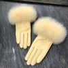 Five Fingers Gloves YOLOAgain Women Genuine Leather Ladies Real Sheepskin Mittens With Fur