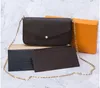 3pcs/set 3 in onechain wallets مجموعة كاملة من غلاف النساء crossbody تموجات طباعة جلدية لامعة الأكياس الكلاسيكية المطلية